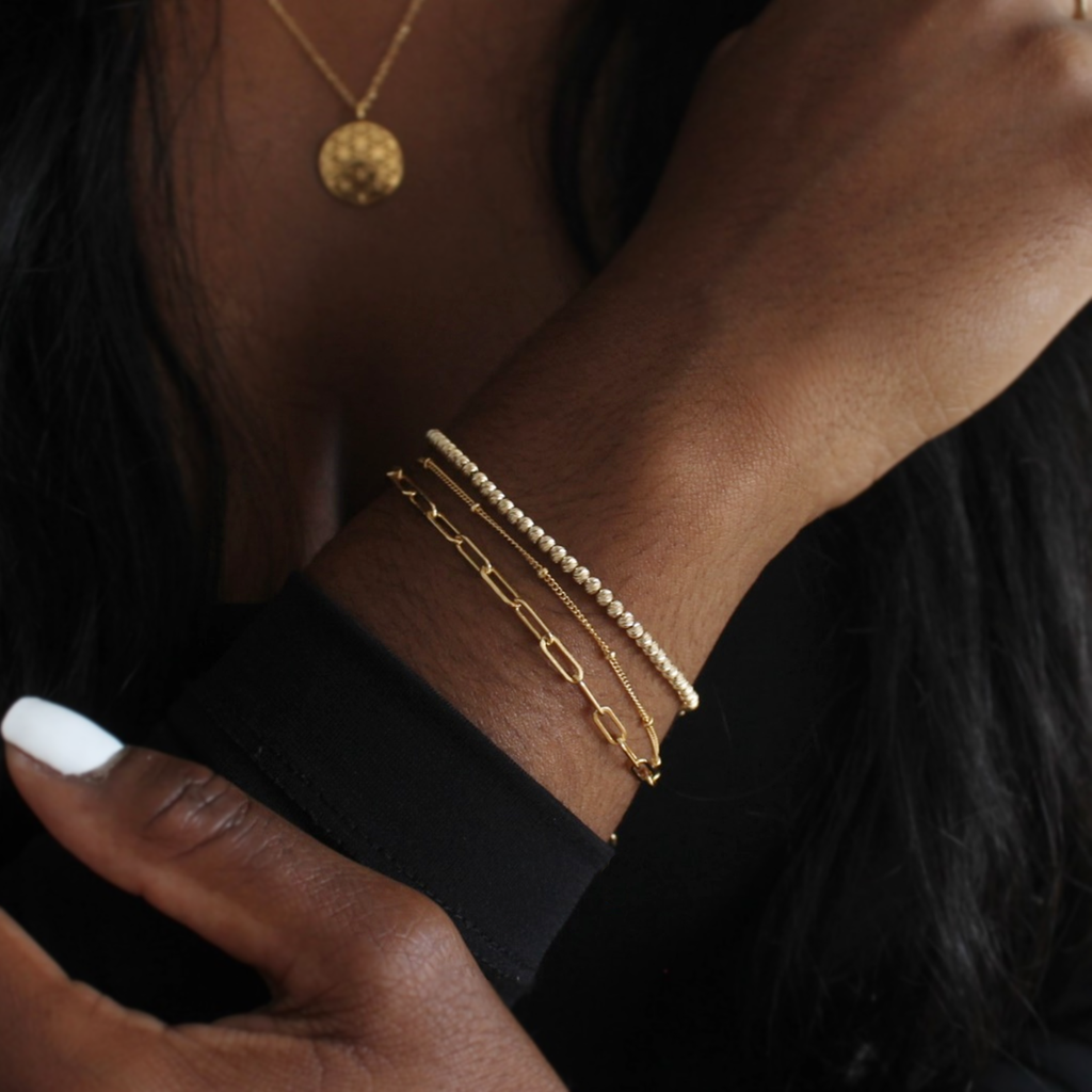 Diamond Cut Beaded Sparkle Bracelet in 14KT Gold