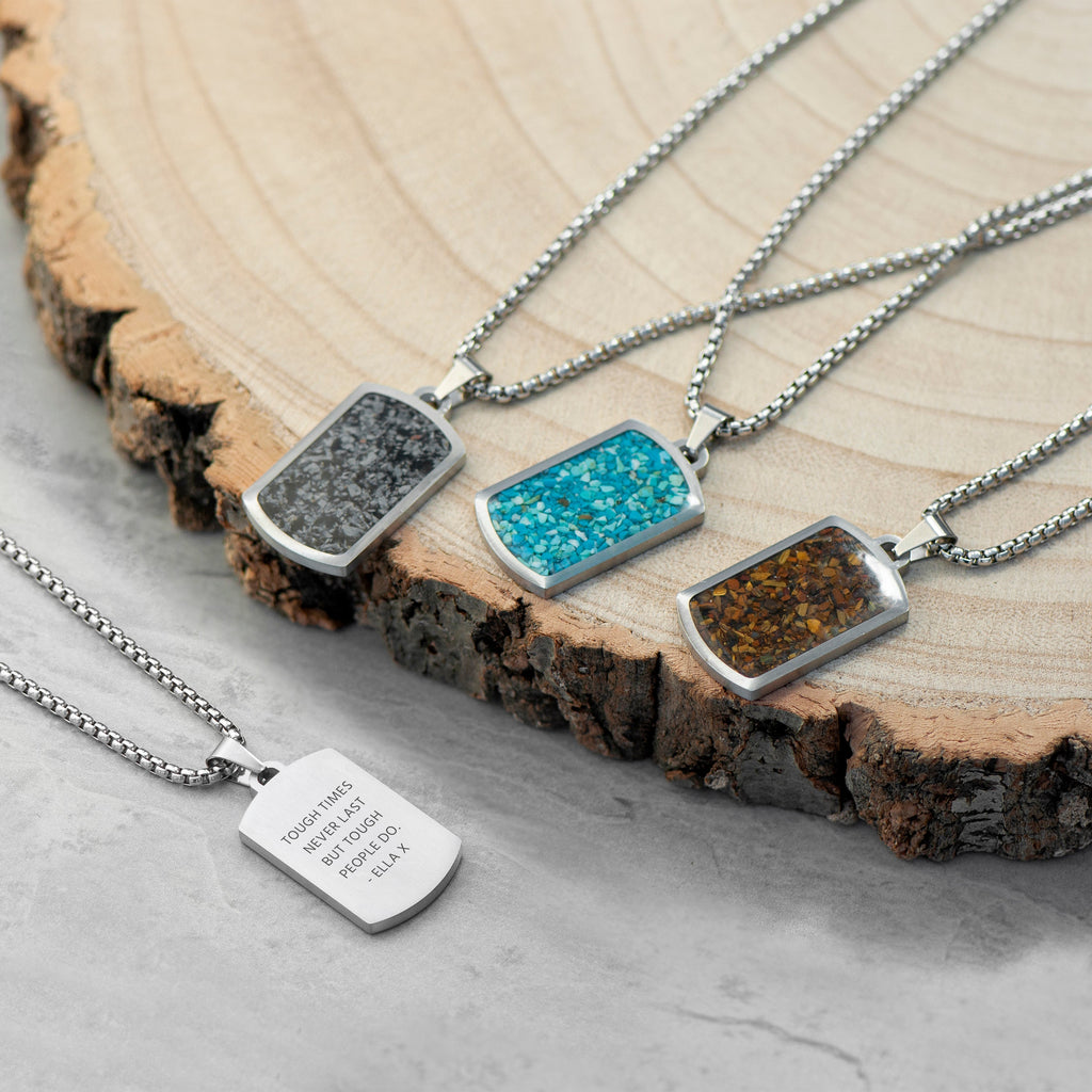 Personalised Men's Tiger's Eye Dog Tag Necklace