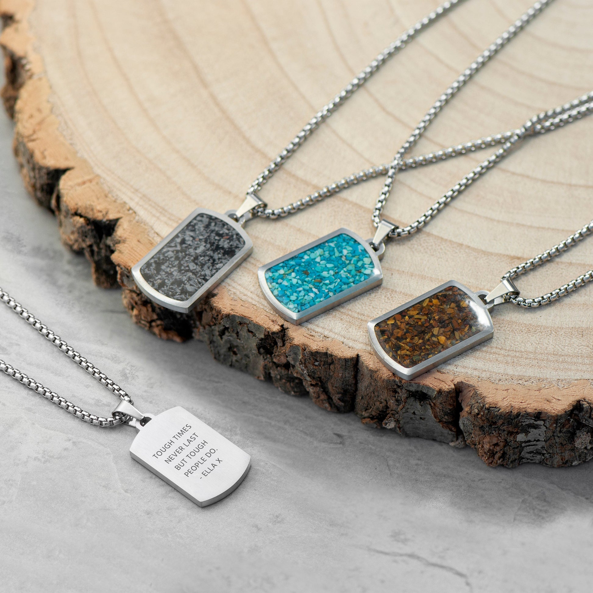 Personalised Men's Snowflake Obsidian Dog Tag Necklace