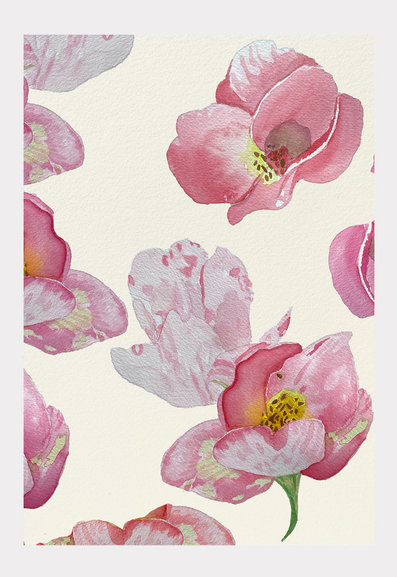 Wild Dog Rose Art Print on Ecru