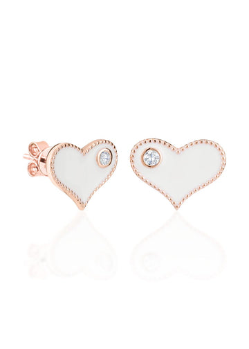 Earrings White Heart - For Kids