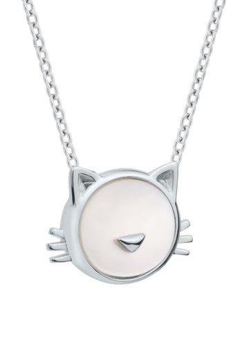 Charming Pearl Shell Kitty Necklace – Elegant & Lightweight by Dondella at www.brixbailey.com