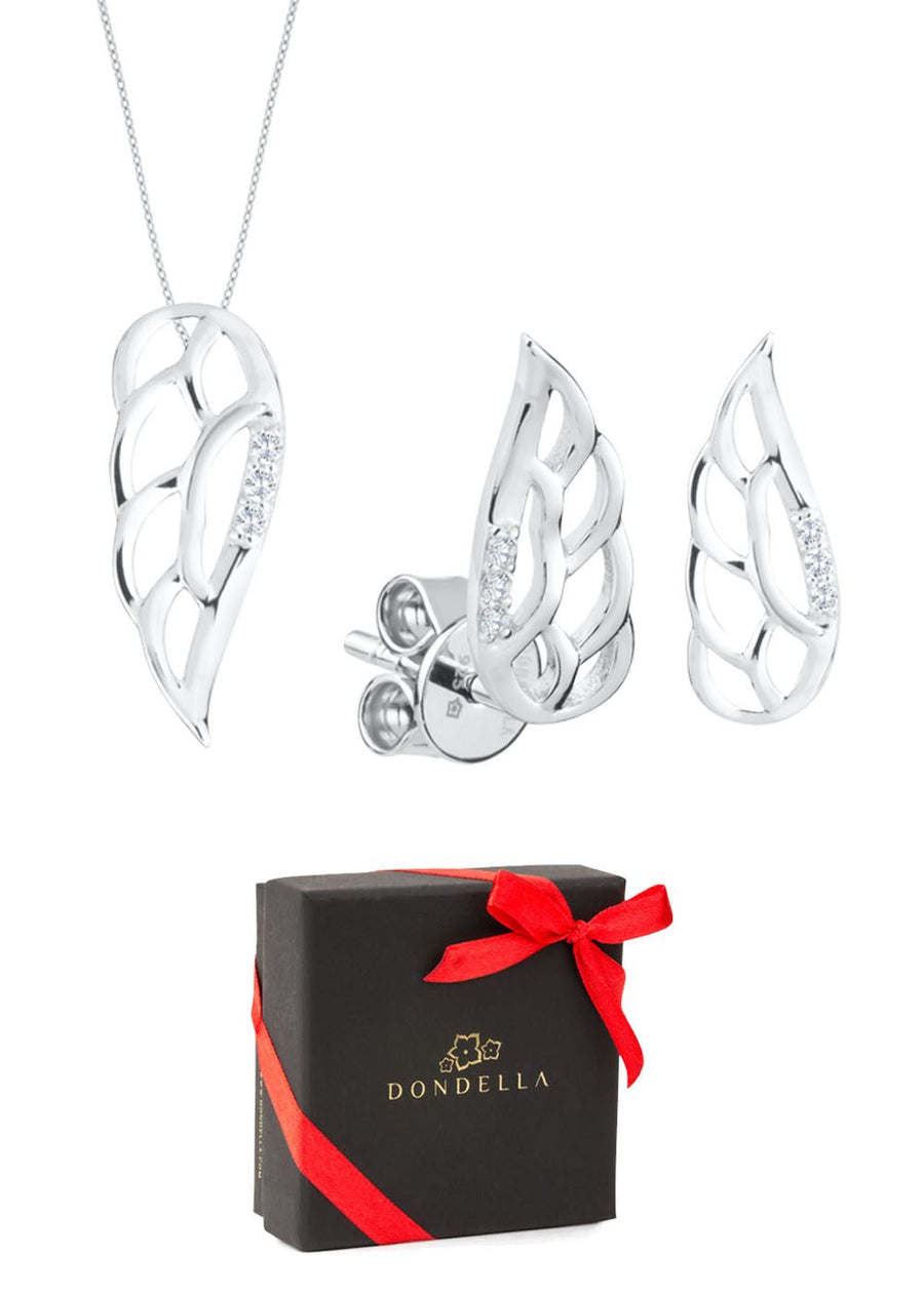 Sterling Silver Jewelry Set with White Zircon – Perfect Gift Idea by Dondella at www.brixbailey.com