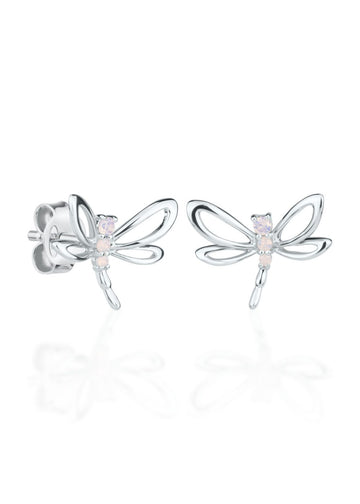 Minimalist Dragonfly Earrings with Pink Opal Nanocrystals by Dondella at www.brixbailey.com