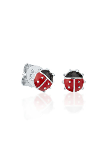 Sterling Silver Ladybug Earrings – Minimalist Good Luck Charm by Dondella at www.brixbailey.com