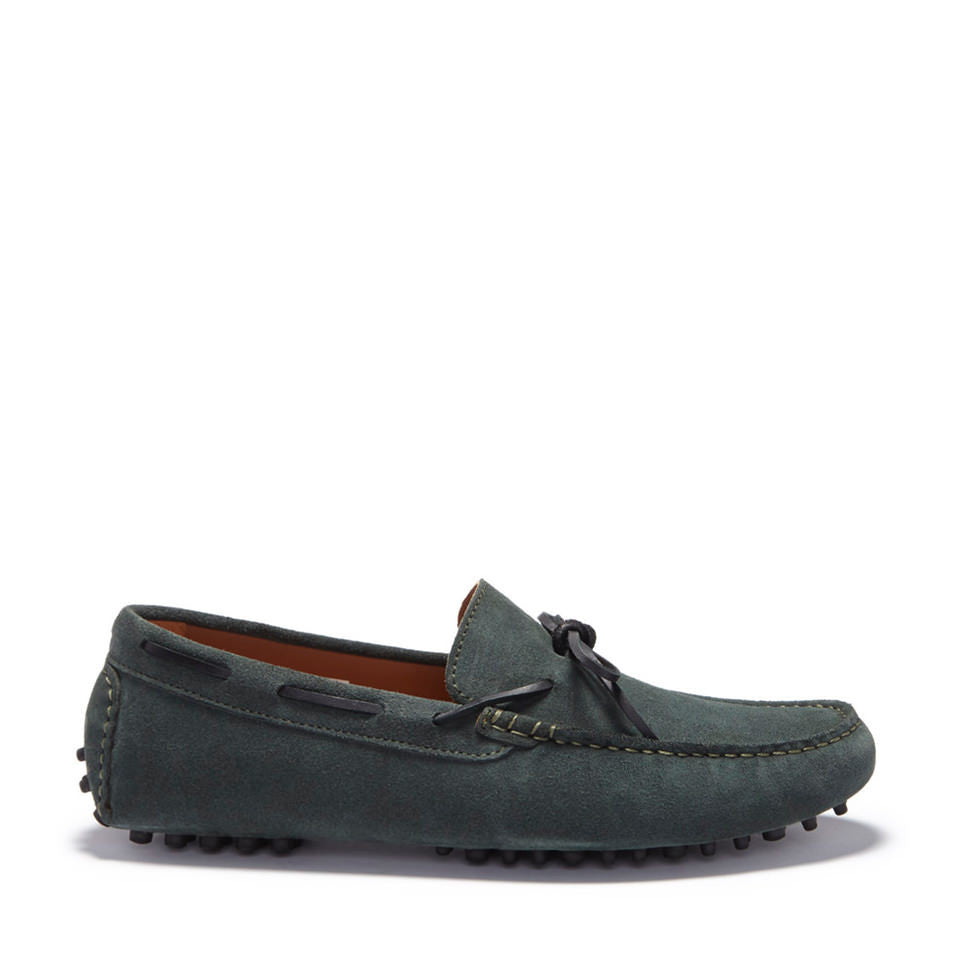 Racing Green Suede Laced Driving Loafers