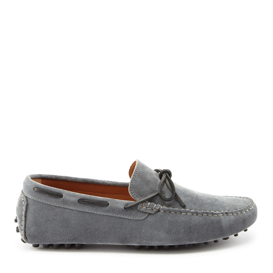 Slate Grey Suede Laced Driving Loafers