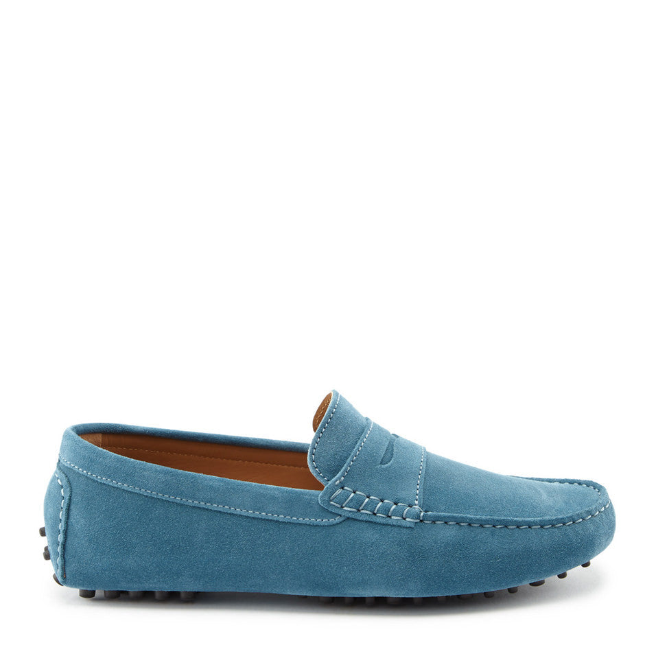 Penny Driving Loafers in Petrol Blue Suede