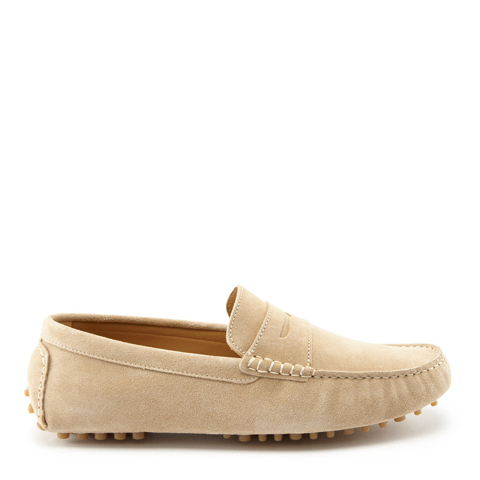 Penny Driving Loafers in Taupe Suede