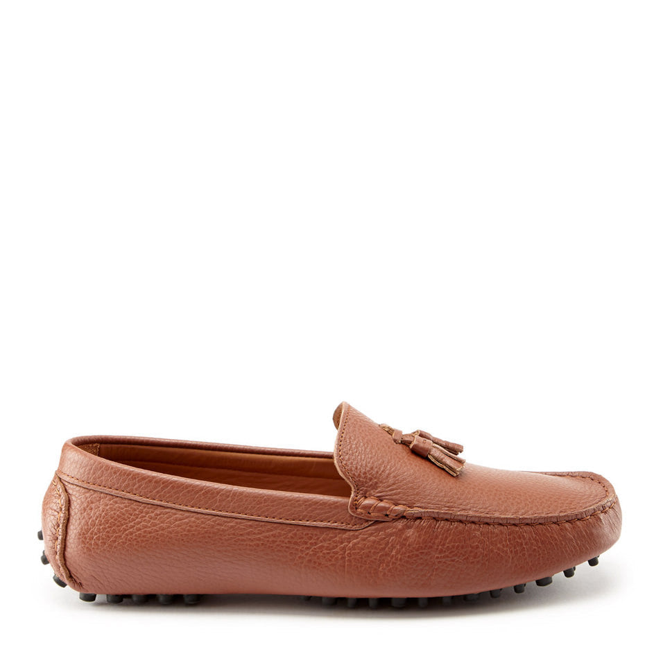 Tan Grain Leather Tasselled Driving Loafers