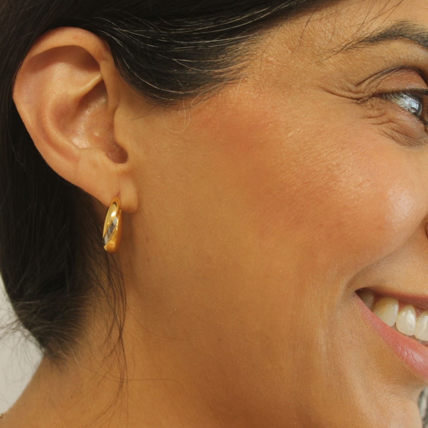 Dual Tone Teardrop Hoops Silver and Gold