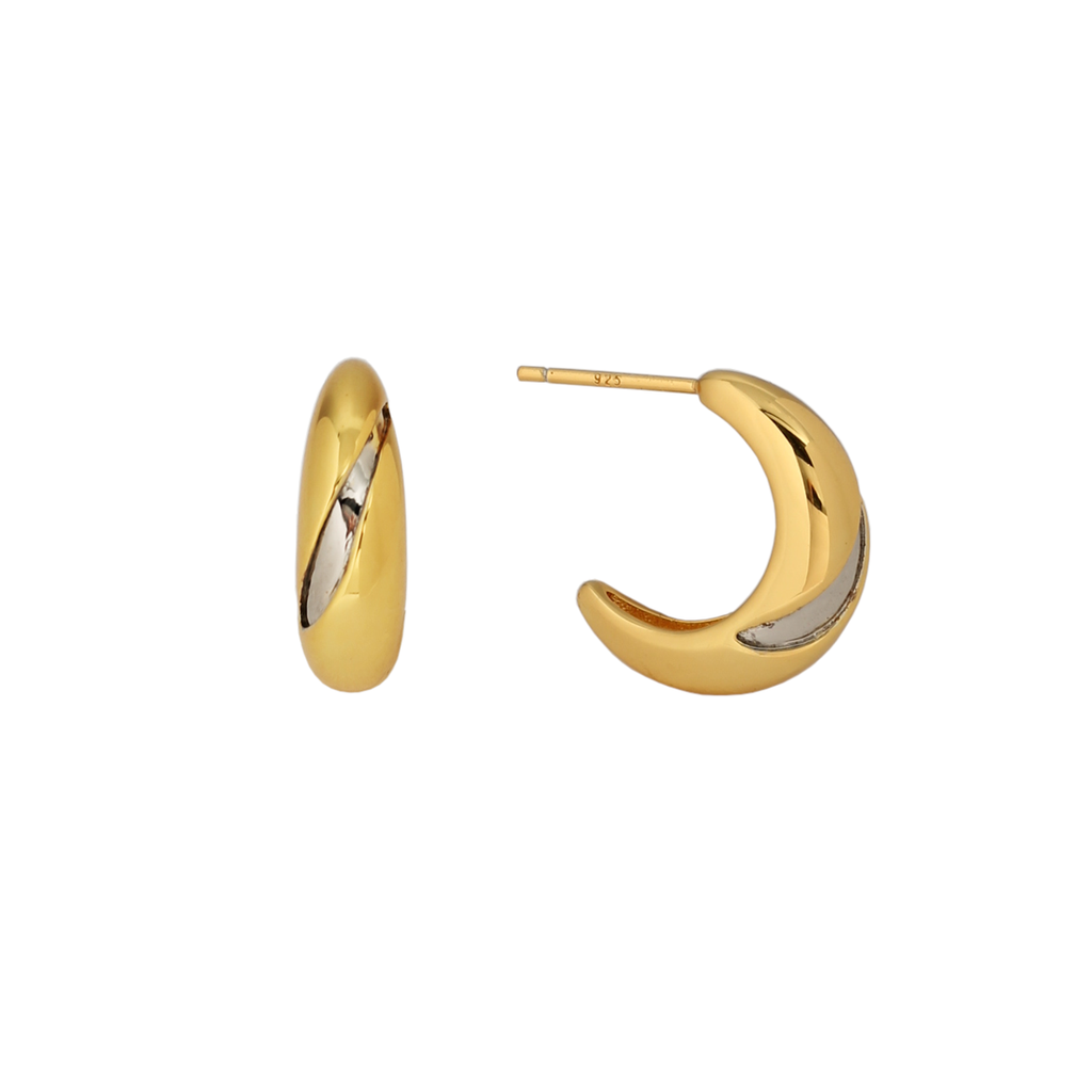 Dual Tone Teardrop Hoops in Silver and Gold