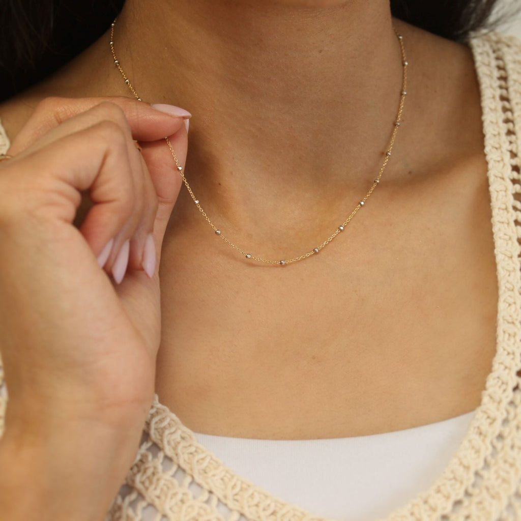 Dual Tone Milestone Necklace with Beads