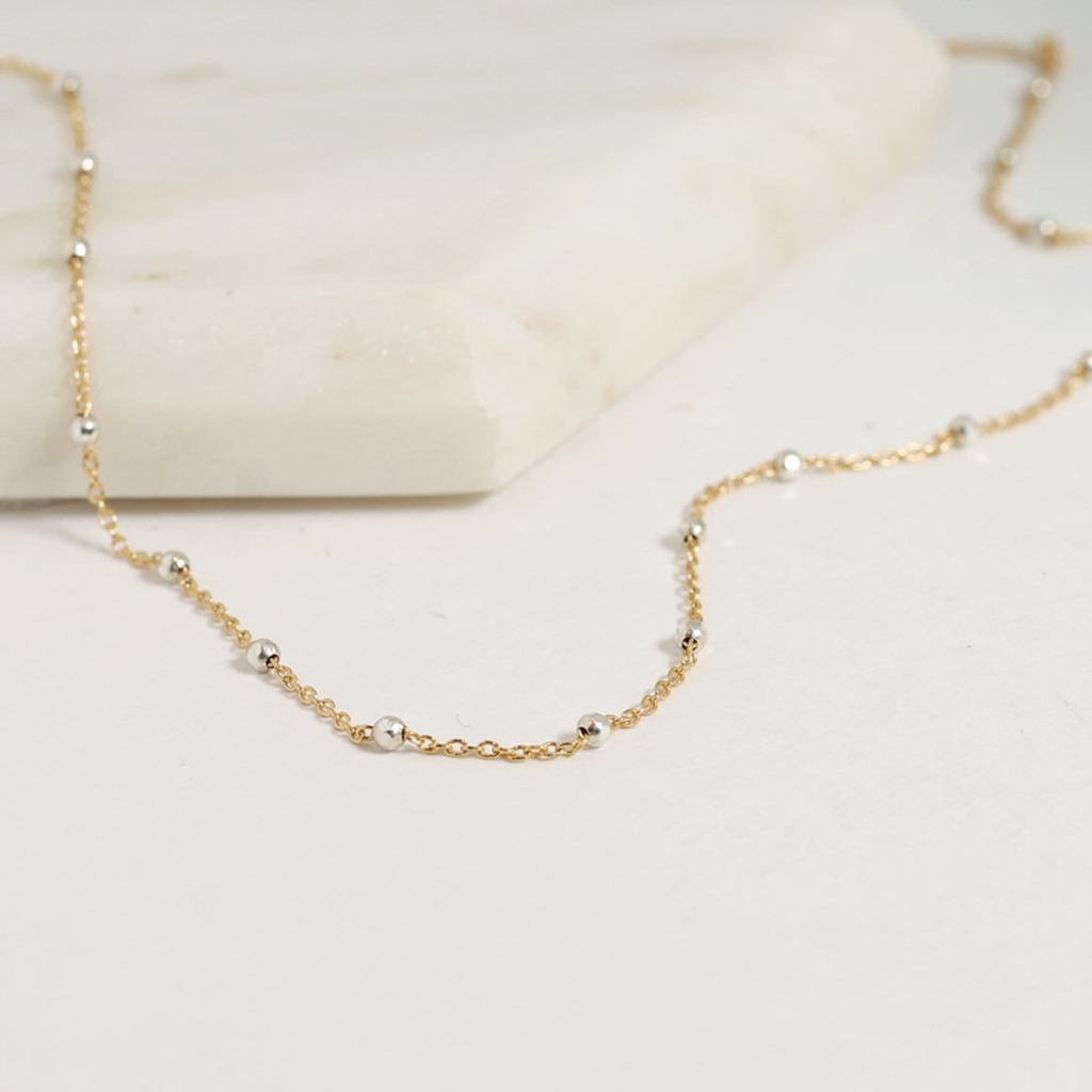 Dual Tone Milestone Necklace with Beads