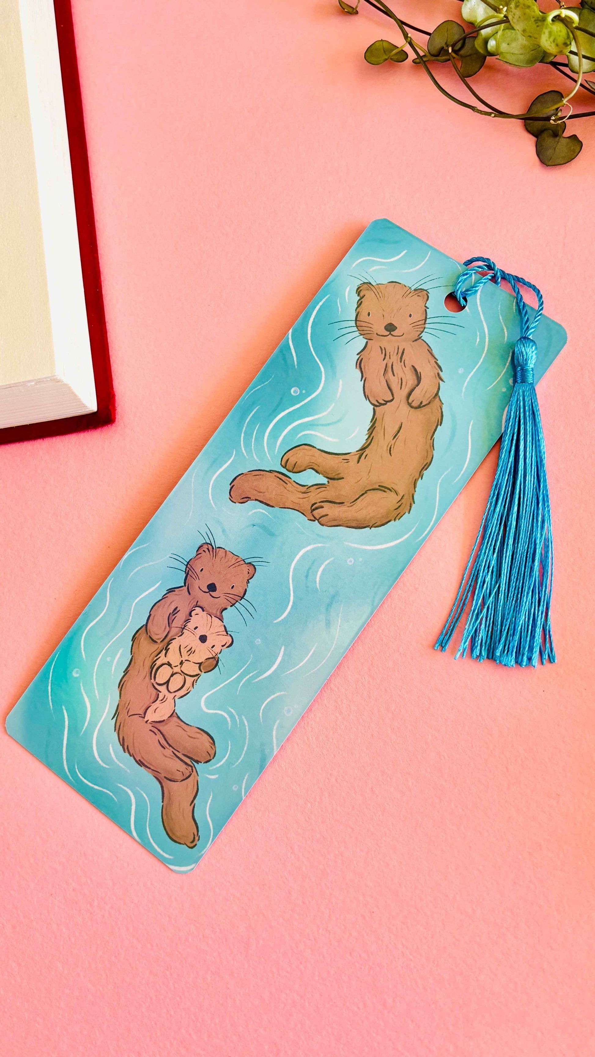 Otter Art Rainbow Holographic Bookmark