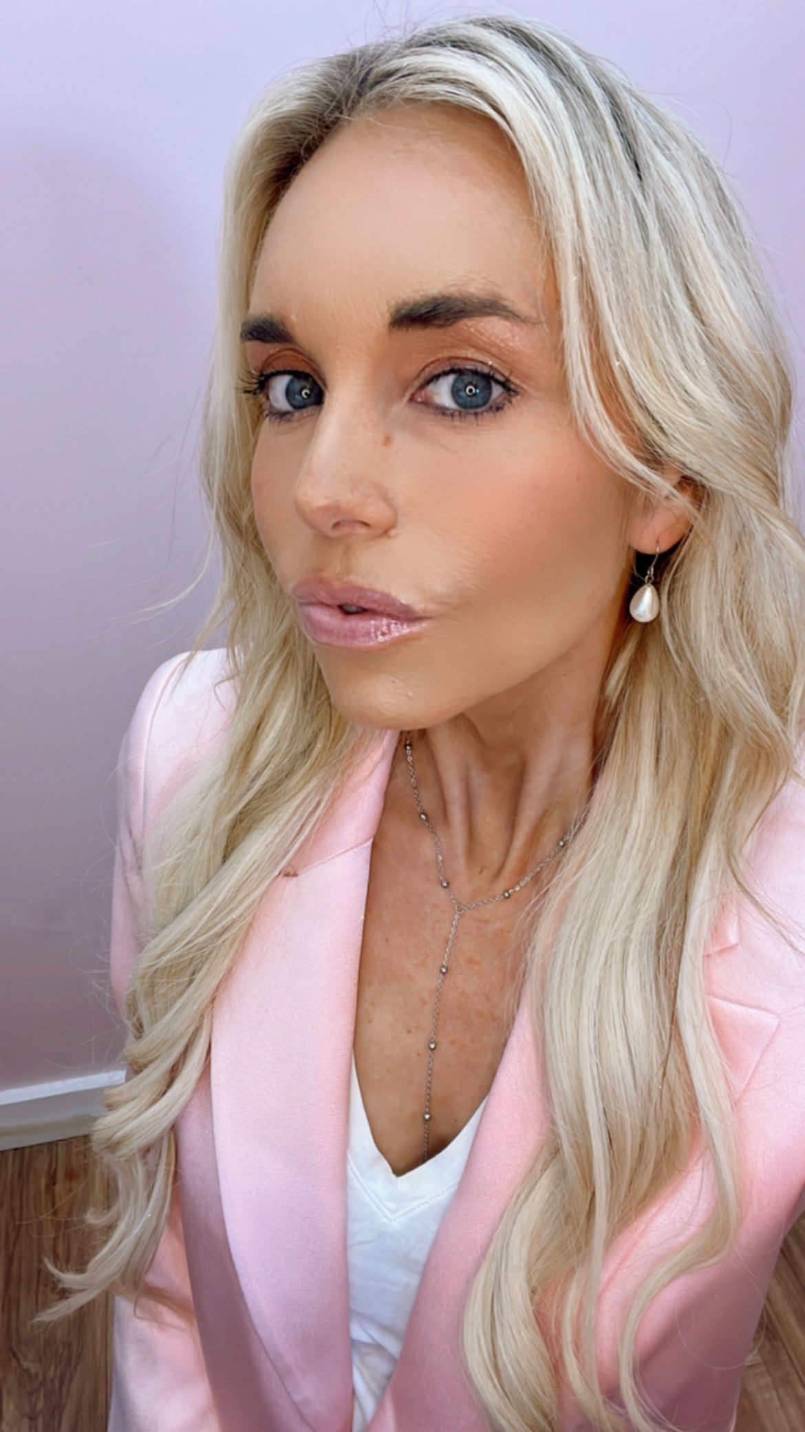 Silver Lariat Necklace with Beads