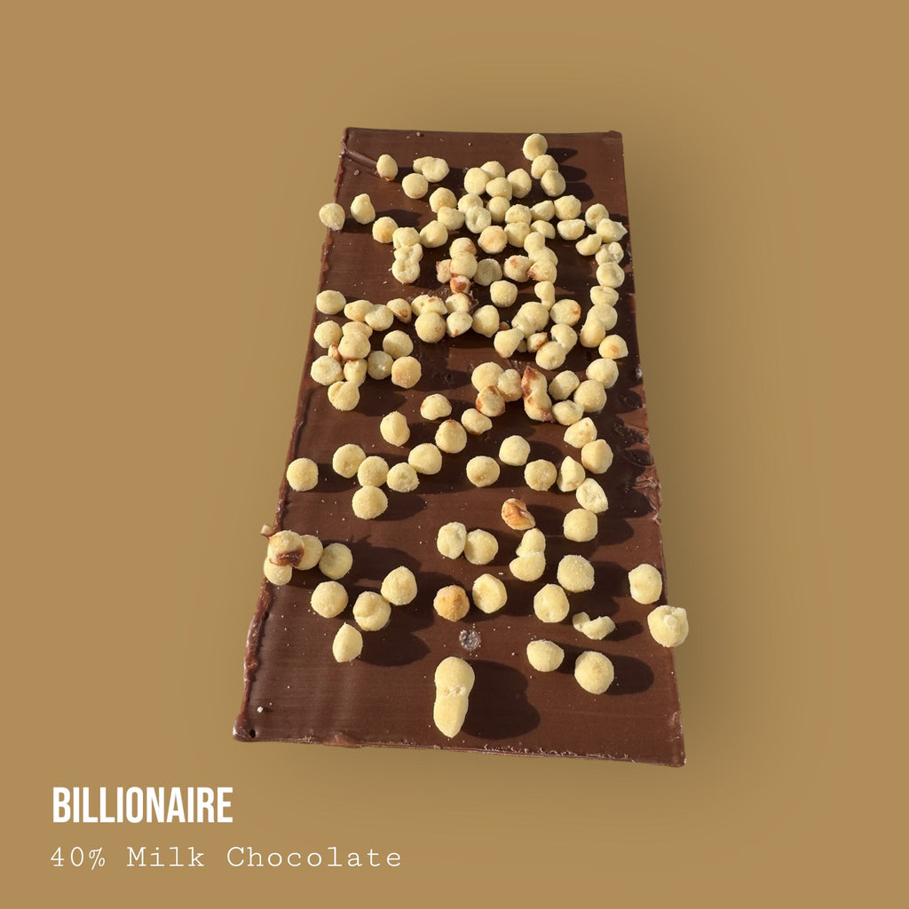 Milk Chocolate Billionaire bar with chocolate infused salted caramel topped with shortbread biscuit 245g