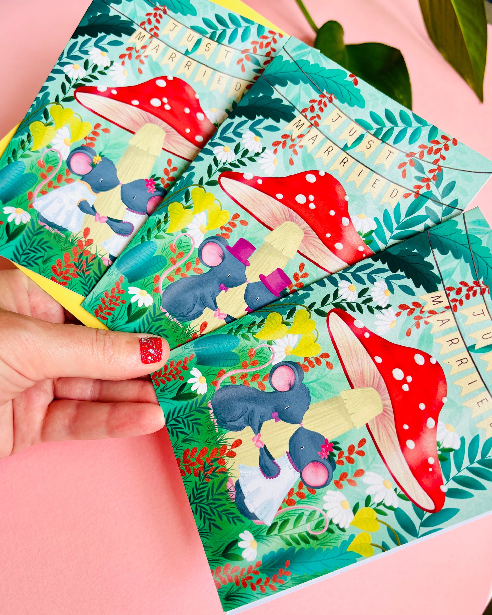 Cute Forest Wedding Card- Whimsical Just Married Greetings Card