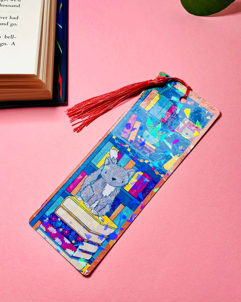 Cat Bookmark- Handmade Holographic Bookmark