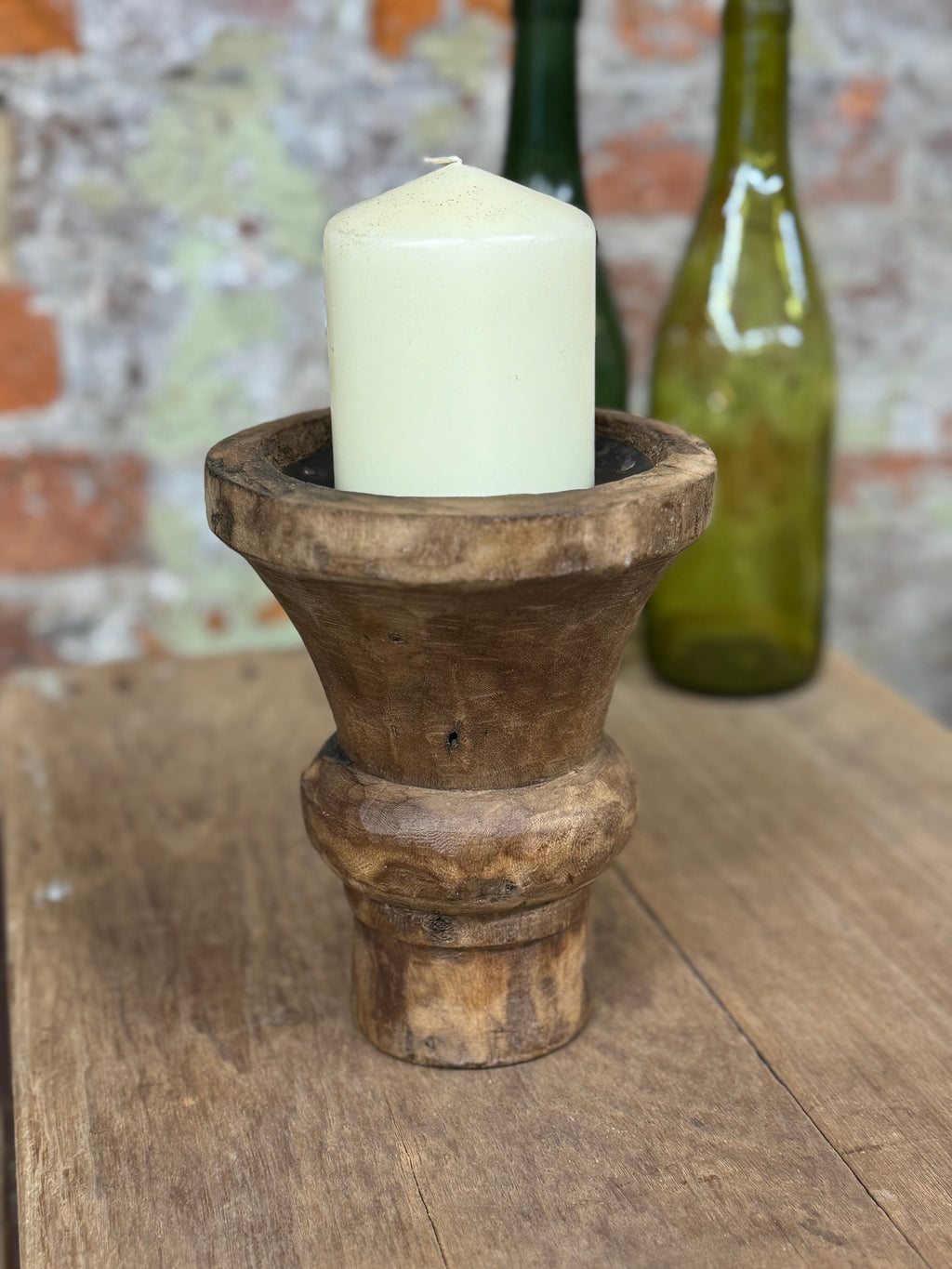 Rustic Wooden Candle Holder / Church Candle Stand / Reclaimed Farmhouse Decor QQ