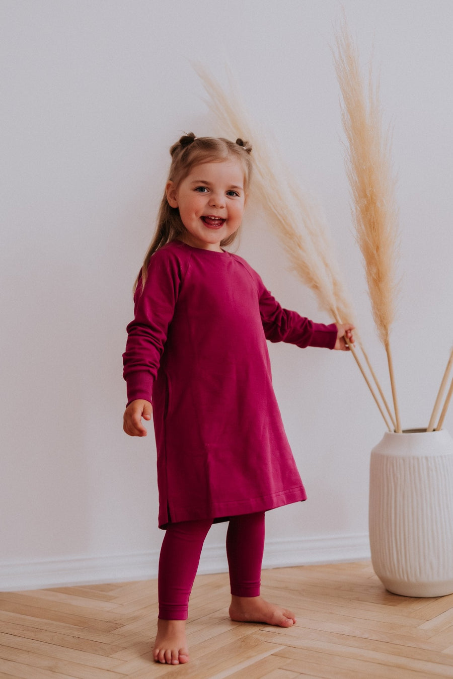 ELYS Minimalist Long-Sleeve Sweater Dress for Girls – Oeko-Tex Cotton by Breden at brixbailey.com