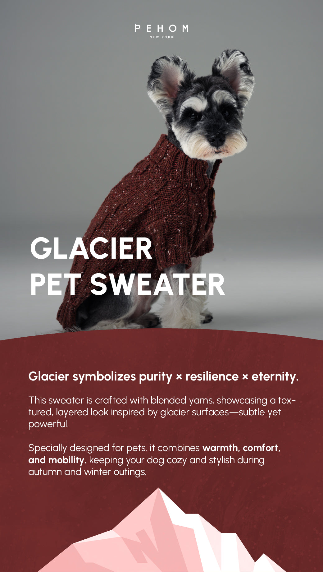 Glacier Pet Sweater in Burgundy