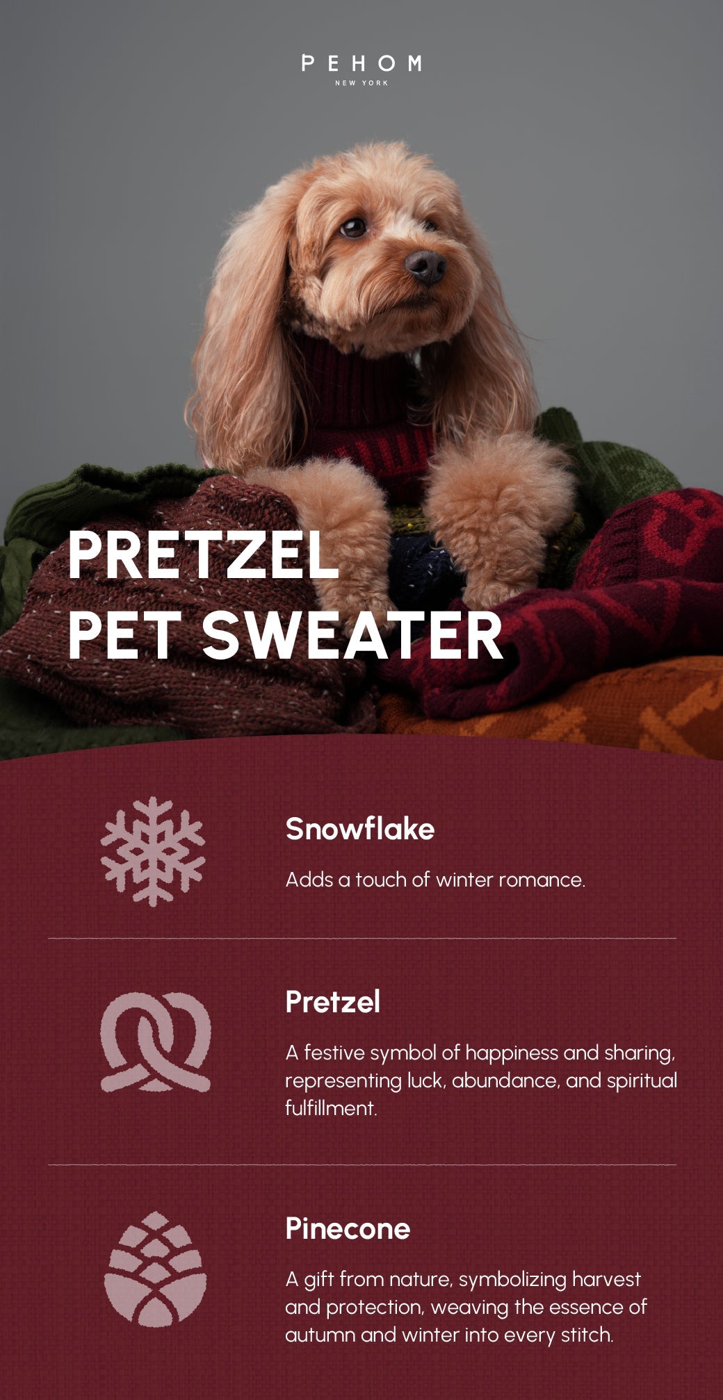 Pretzel Pet Sweater in Burgundy Red