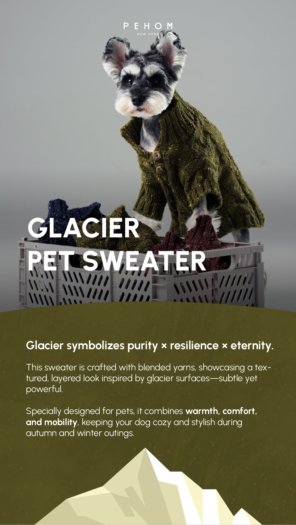 Glacier Pet Sweater in Olive Green