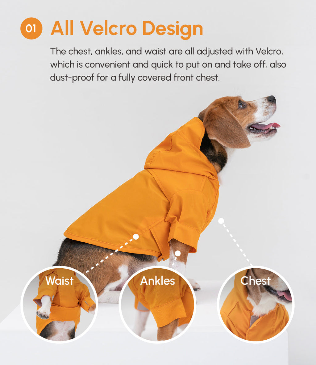 Tribeca Adjustable Velcro Raincoat for Dogs in Egg Yolk
