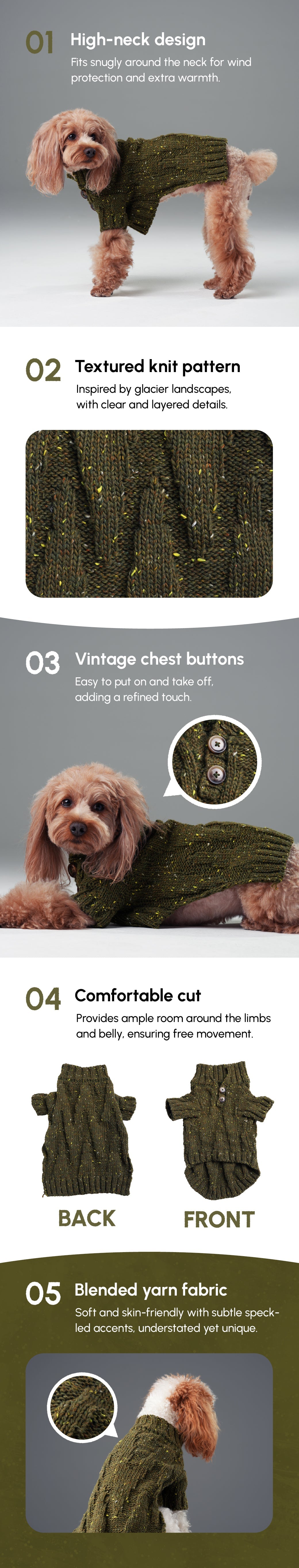 Glacier Pet Sweater Olive Green