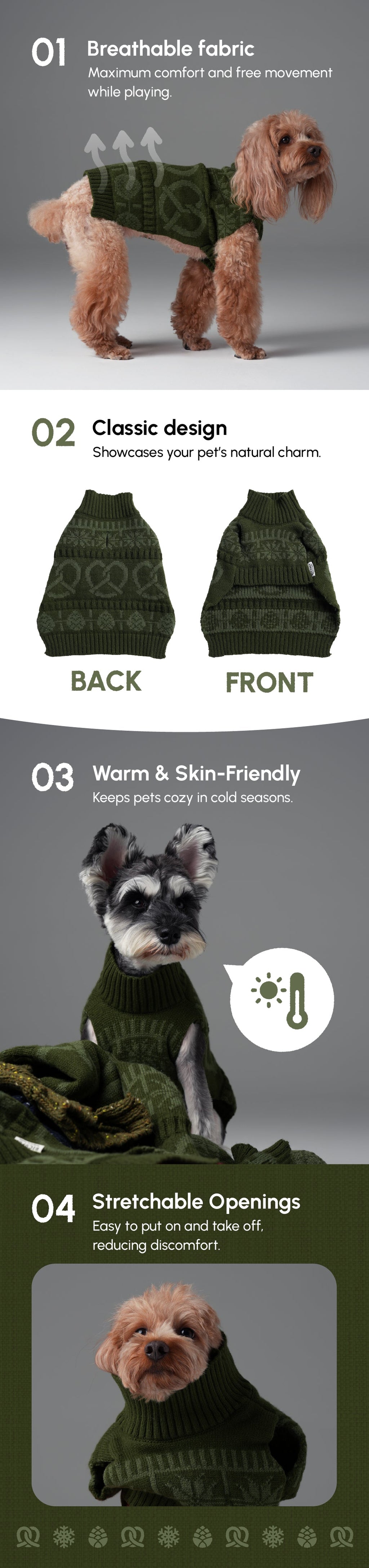 Olive Green Pretzel Pet Sweater