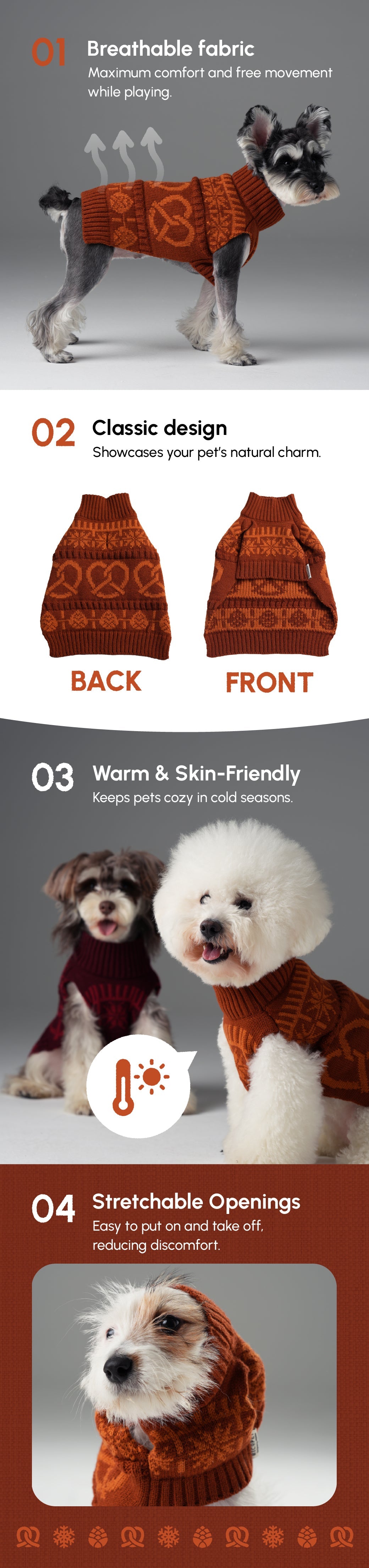 Pretzel Pet Sweater in Toffee Orange