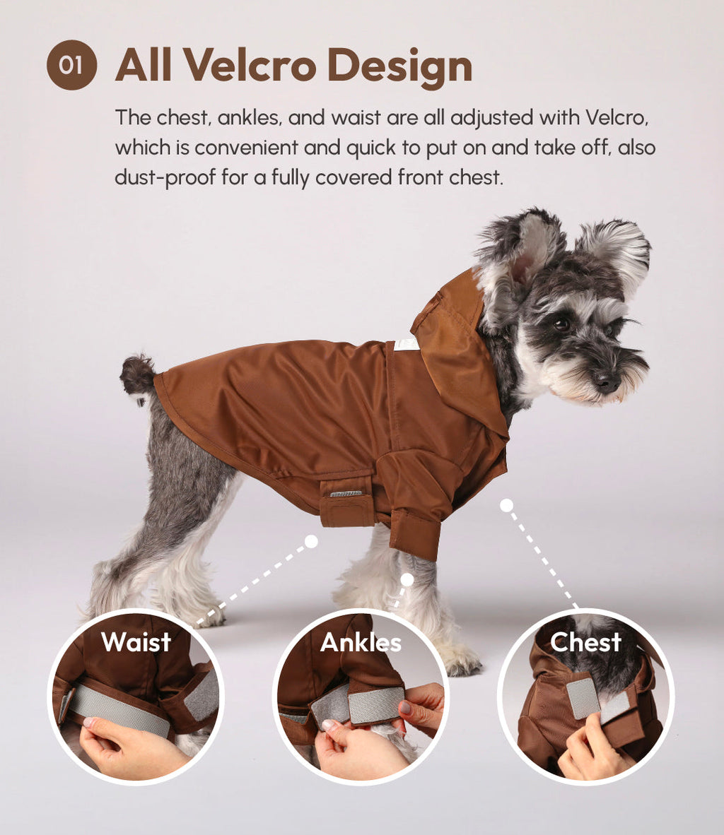Tribeca Adjustable Velcro Raincoat in Chocolate