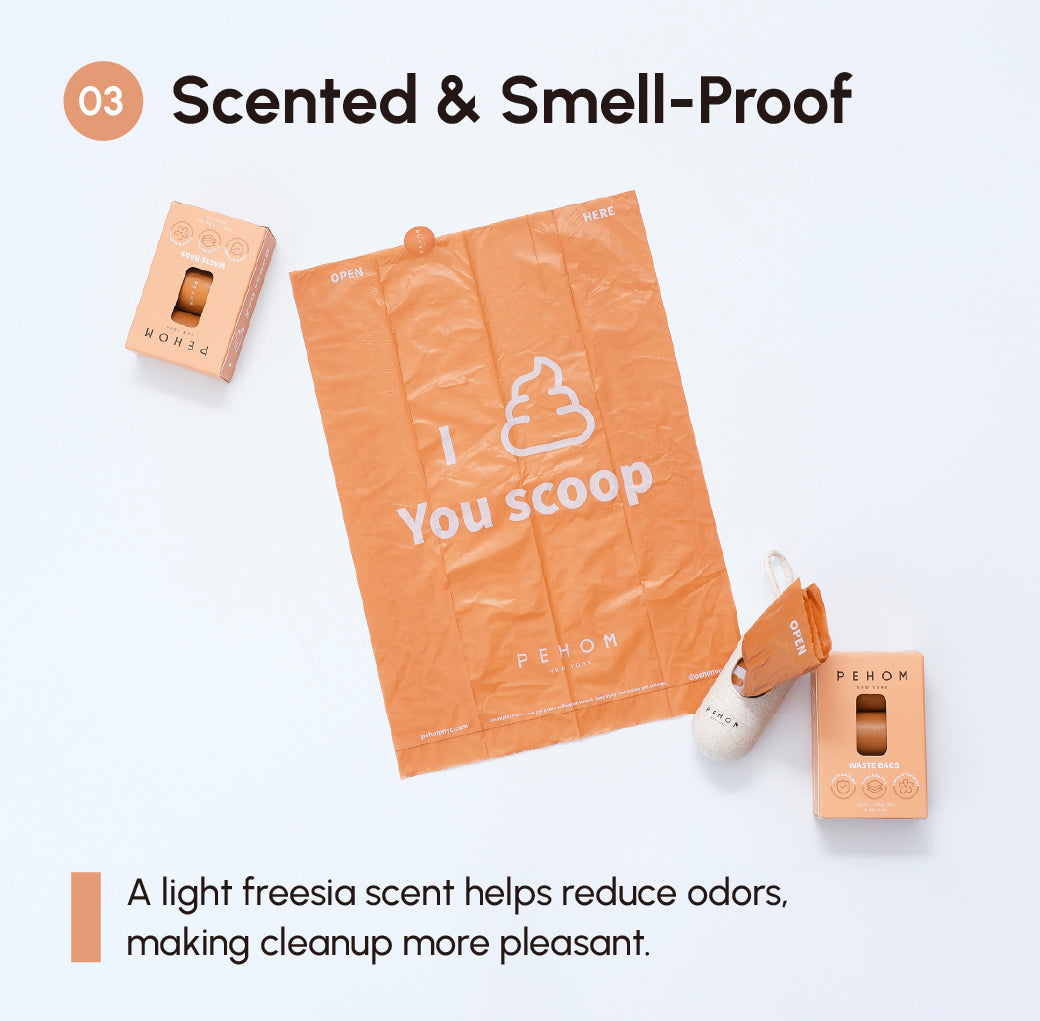 Poop Dispenser and Bags with Leash Clip