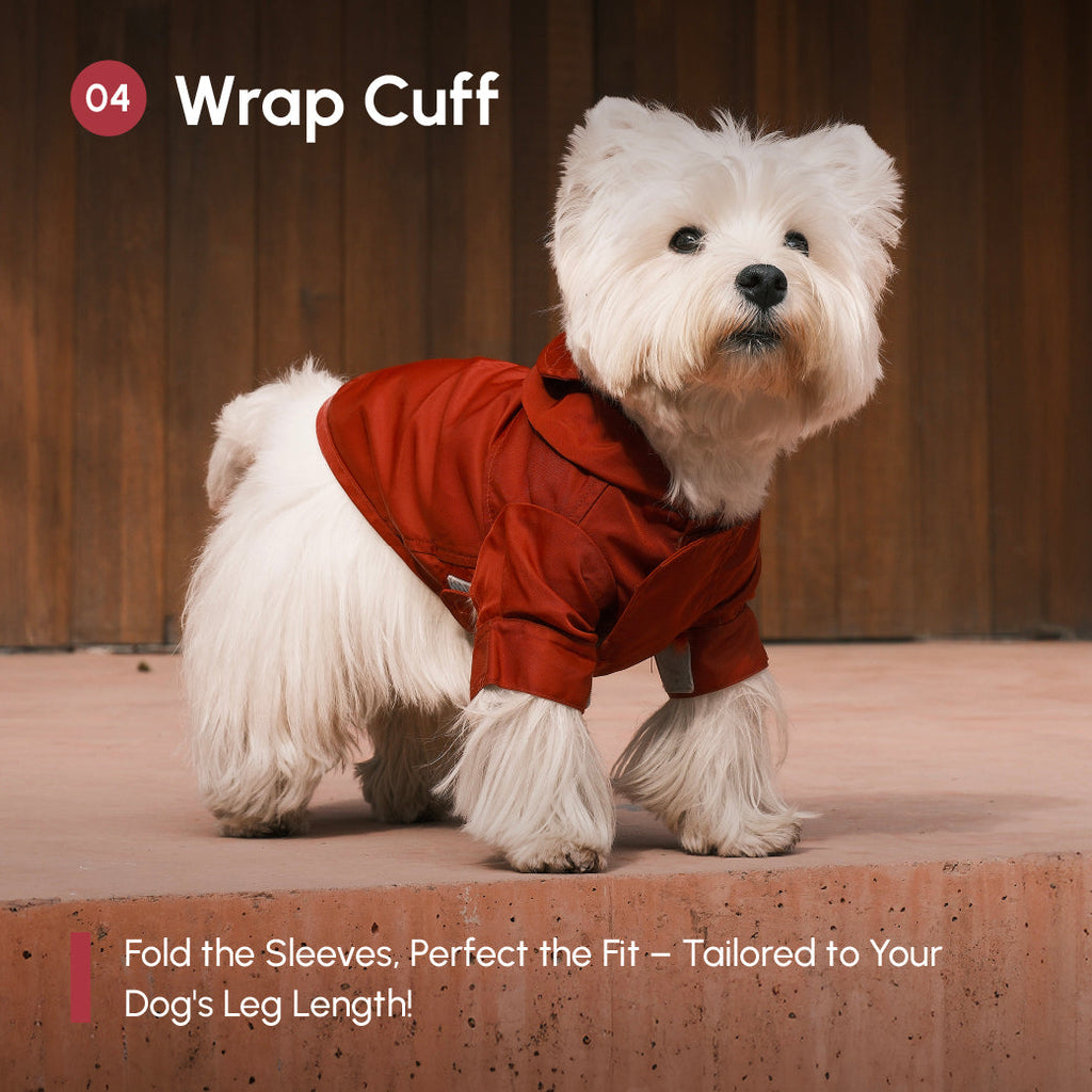 Adjustable Velcro Raincoat for Dogs in Burgundy