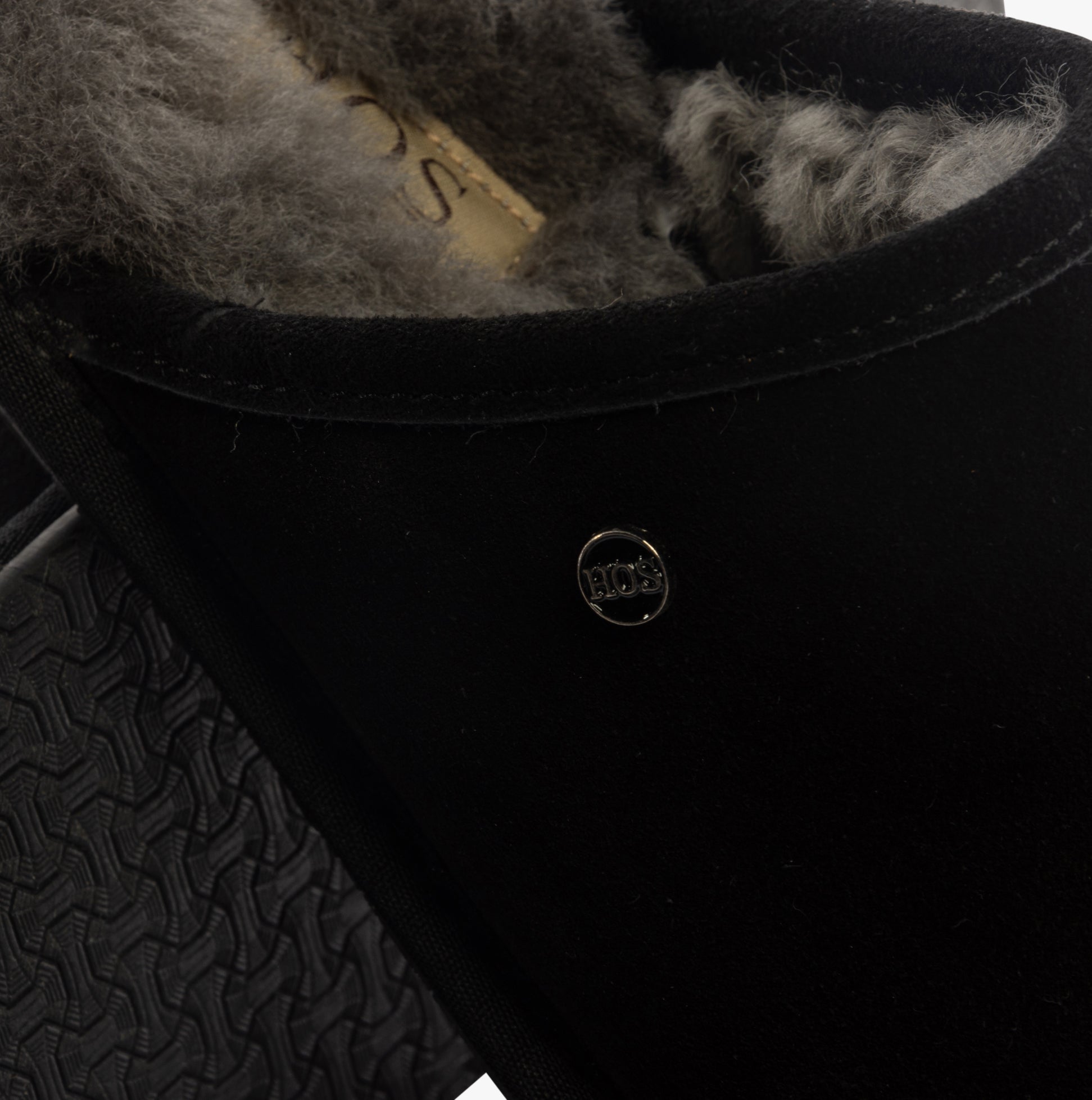 HOS Sheepskin EDWIN Mens Slippers Black