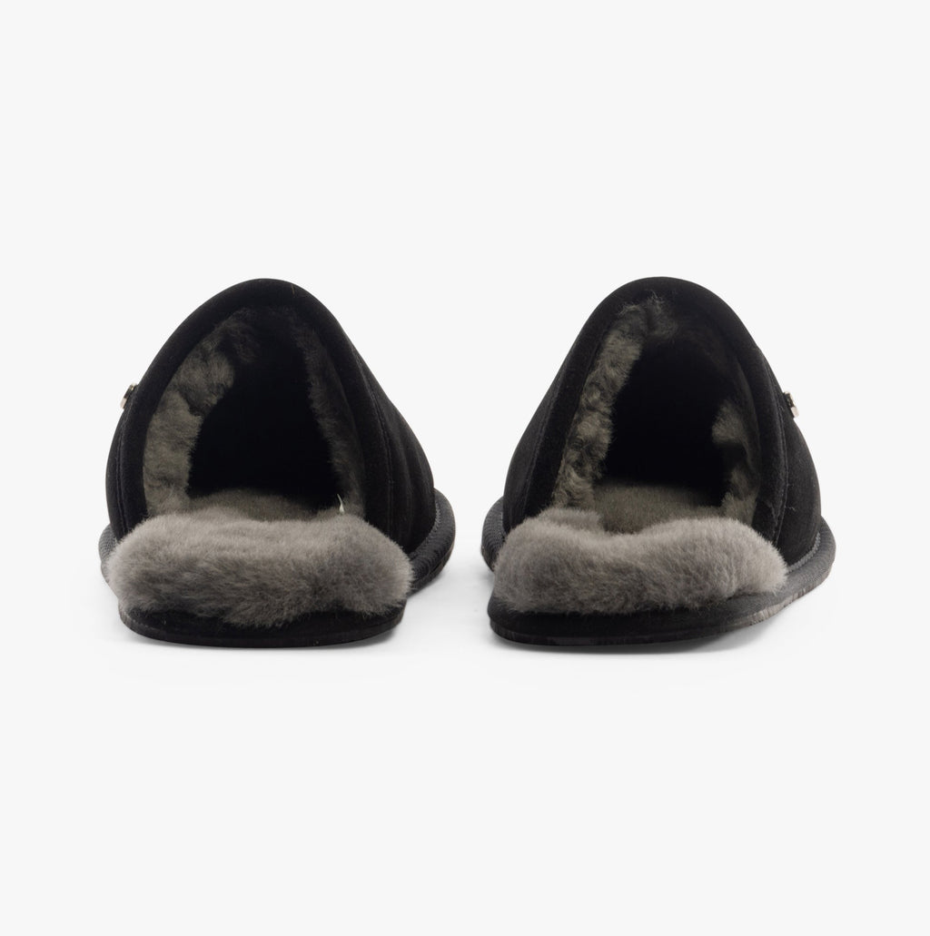 HOS Sheepskin EDWIN Mens Slippers Black