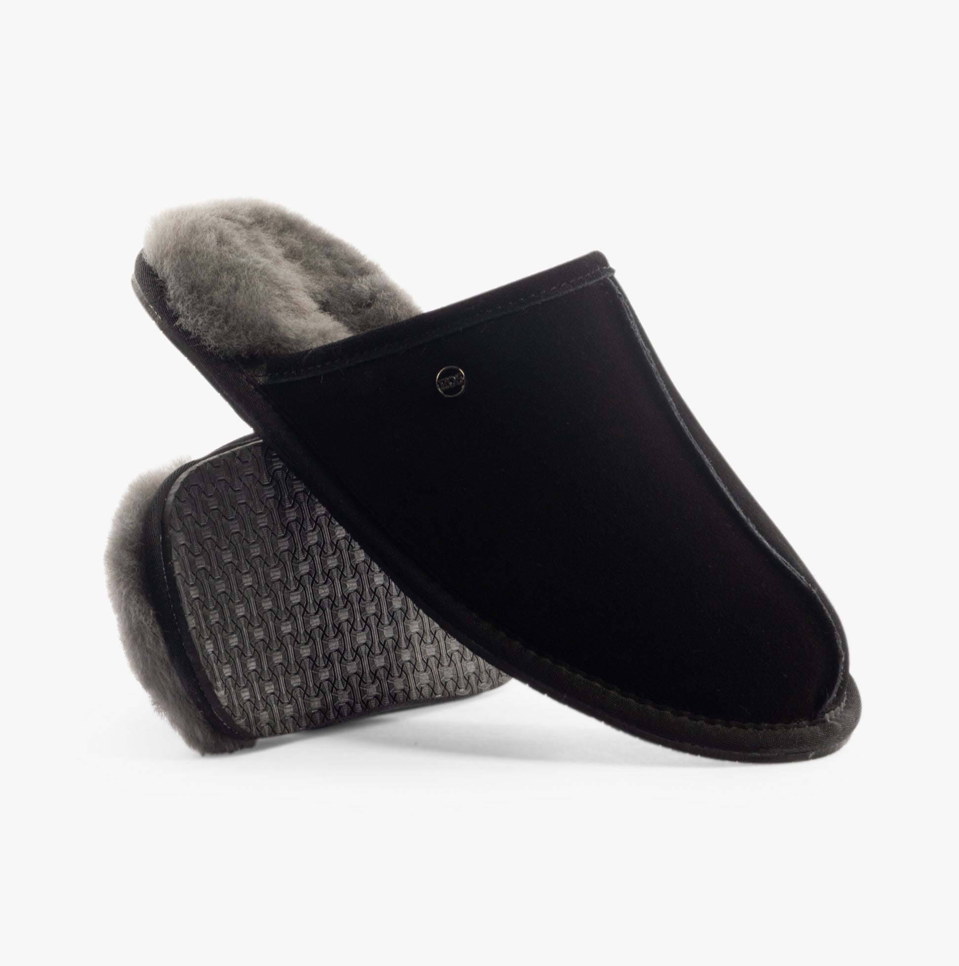 HOS Sheepskin EDWIN Mens Slippers Black