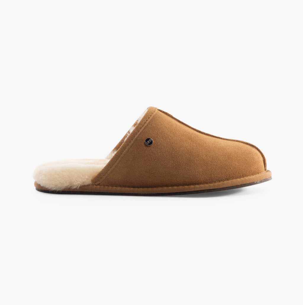 HOS Sheepskin EDWIN Mens Slippers Chestnut