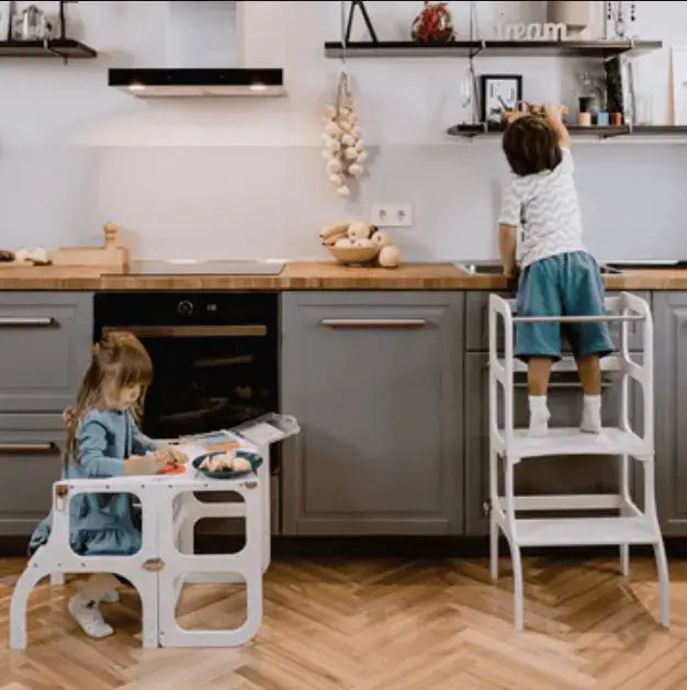 STEP'n'SIT Helper Tower-Table – Montessori 2-in-1 Design for Kids by Ette Tete at www.brixbailey.com