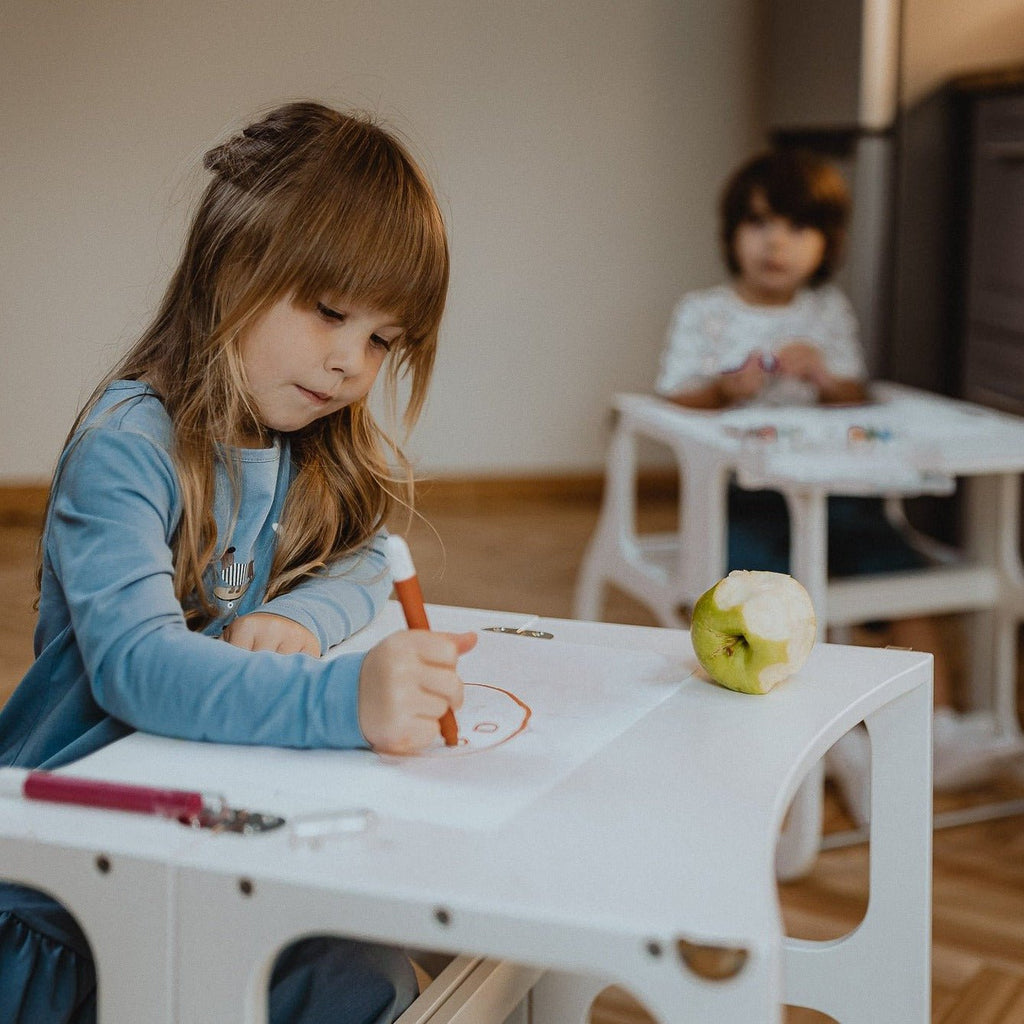 STEP'n'SIT® Convertible 2-in-1 Helper Tower/Table With Support Legs - White