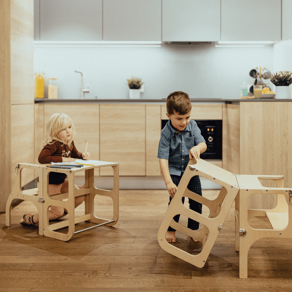 2-in-1 Montessori Helper Tower & Table - Safe & Convertible by Ette Tete at www.brixbailey.com