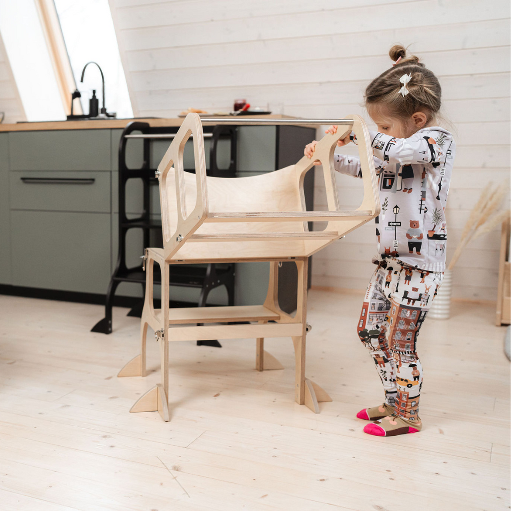 2-in-1 STEP'n'SIT® Helper Tower & Table - Montessori Inspired by Ette Tete at www.brixbailey.com