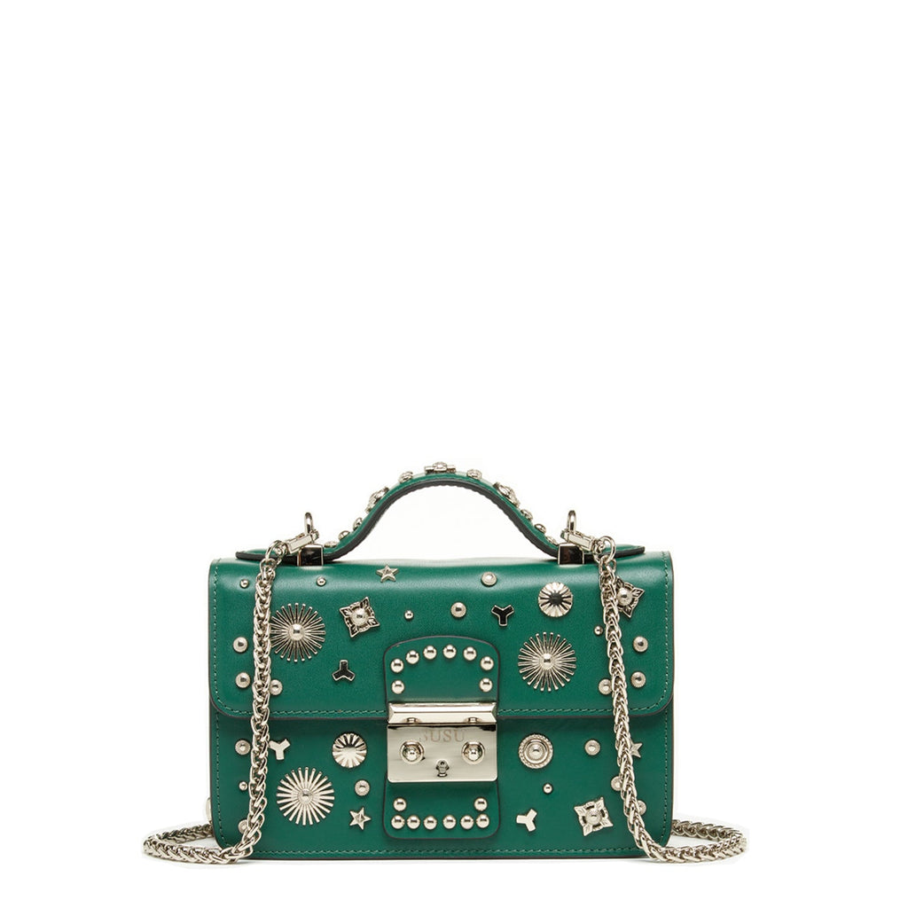 Small Dark Green Leather Crossbody Bag