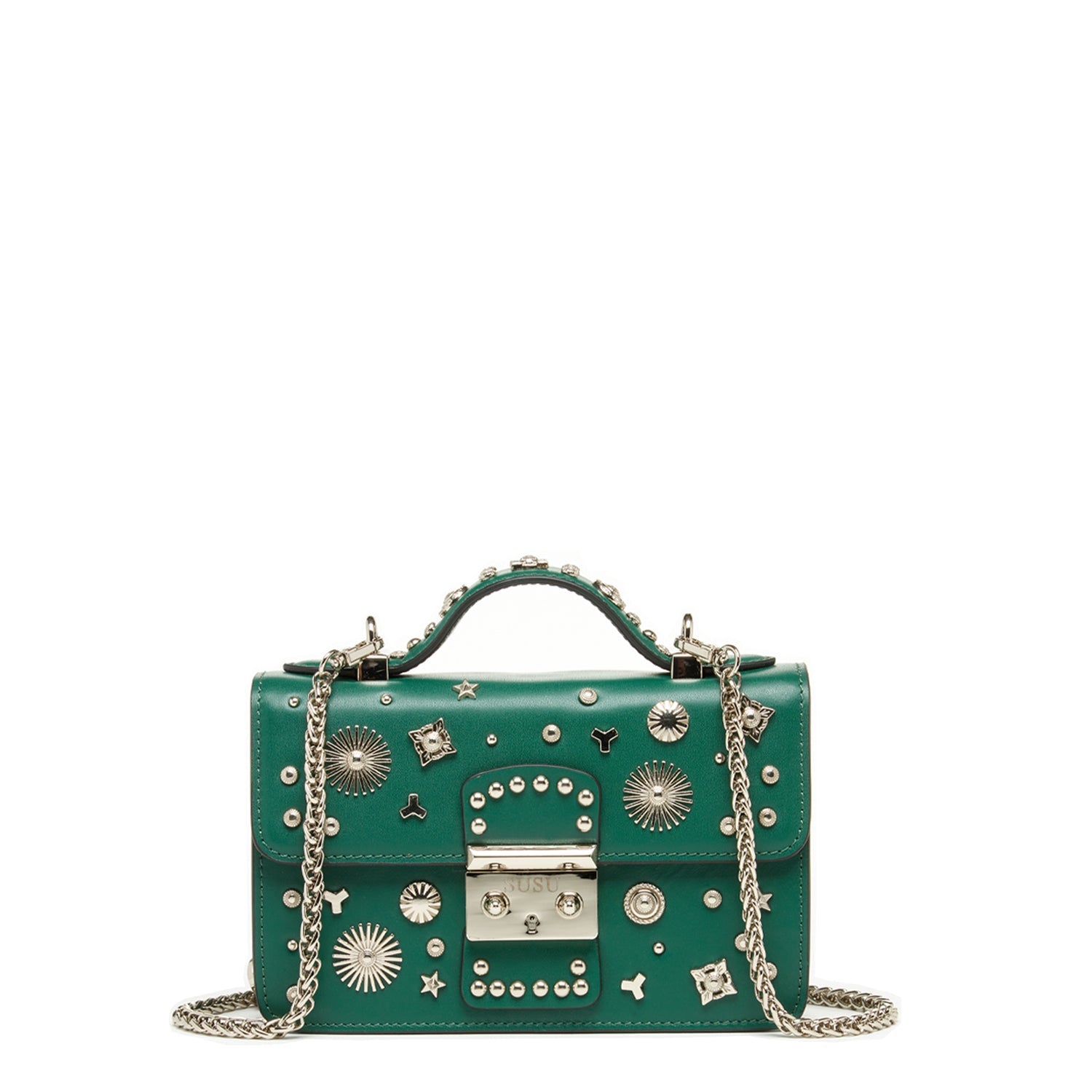 Small Dark Green Leather Crossbody Bag