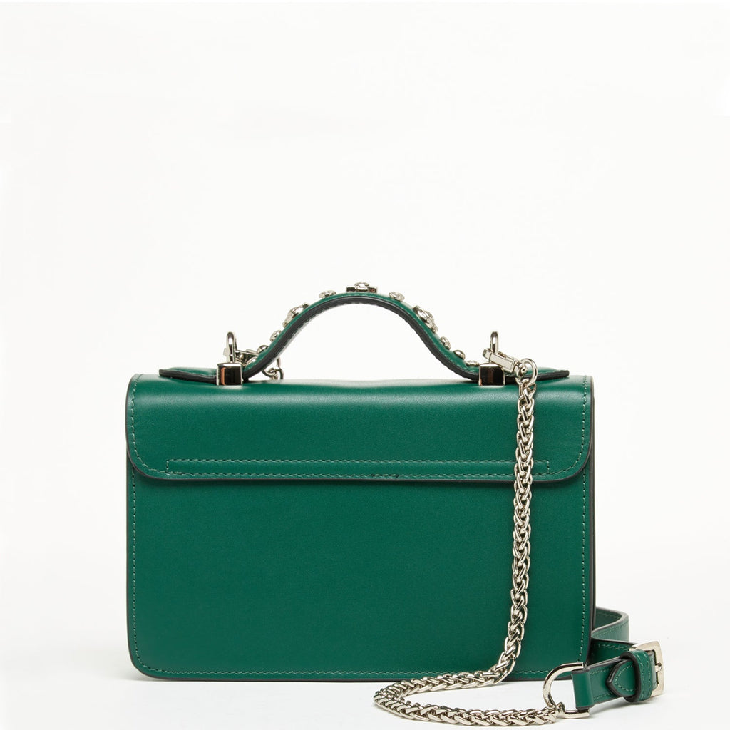 Small Dark Green Leather Crossbody Bag