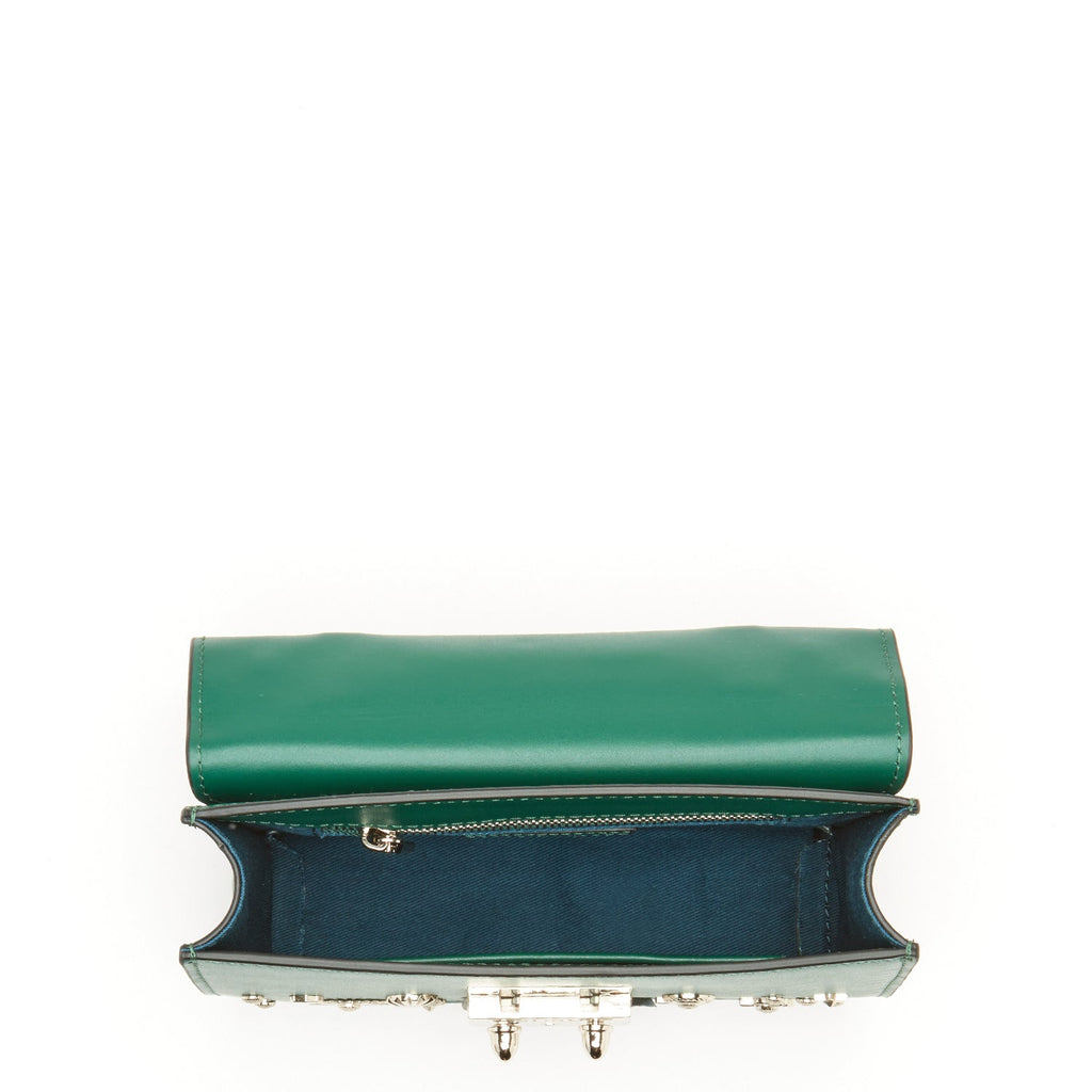 Small Dark Green Leather Crossbody Bag