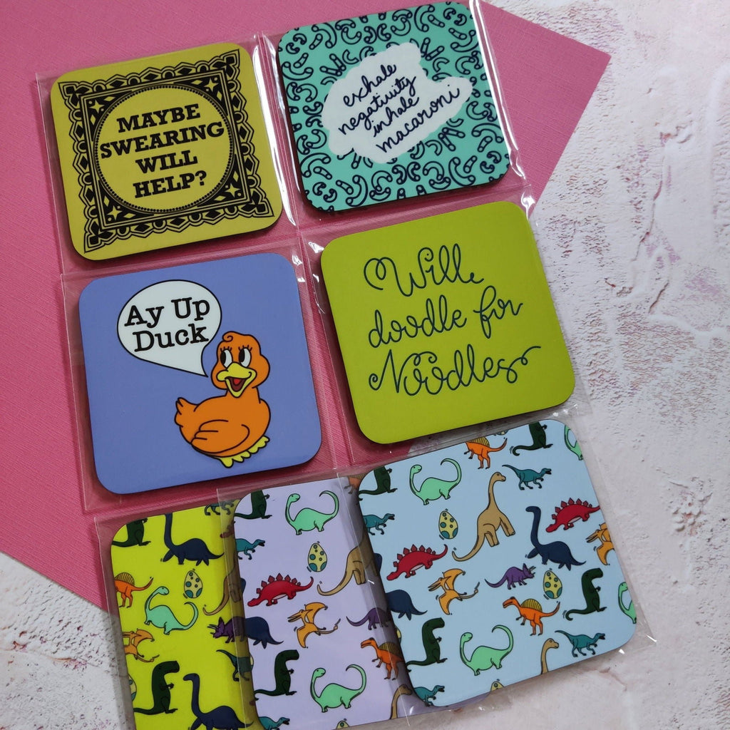 Exhale Negativity, Inhale Macaroni Square Coaster