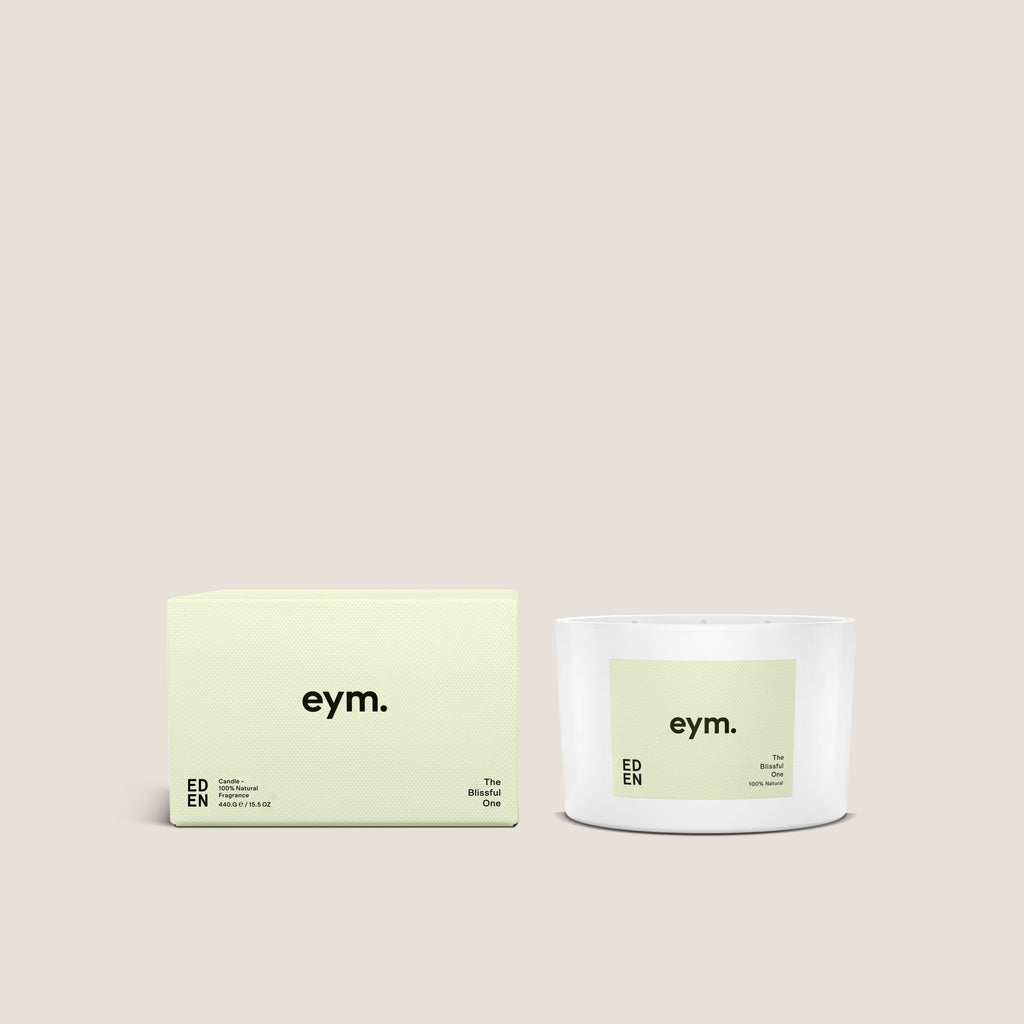 Three Wick Natural Candle with Cedarwood and Violet Leaf
