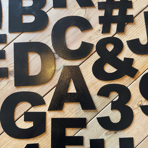 12" and 5" Black Fat Font Metal Letters.